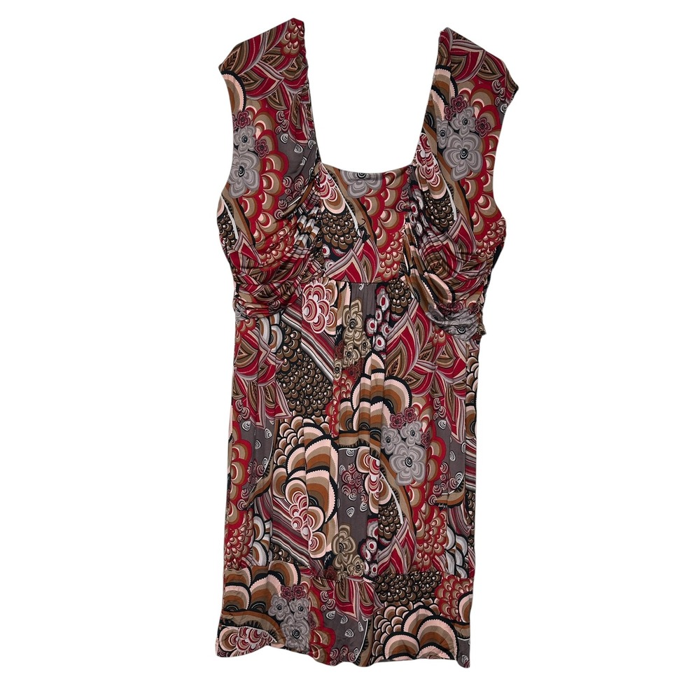 Baby Phat Mini Dress 2X Red Paisley Beaded Ruched Y2K Boho McBling Plus Size - Picture 5 of 8